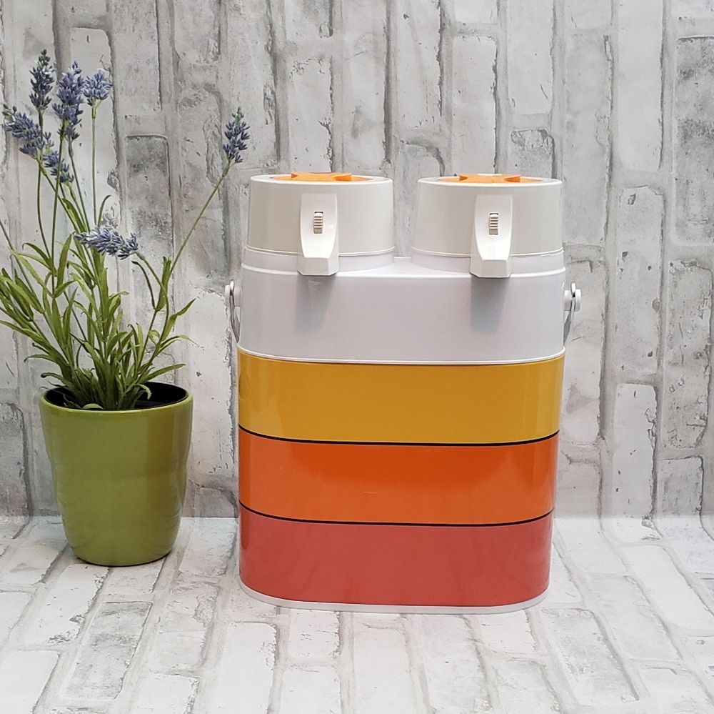 Vintage Peacock Vacuum Bottle Co Retro Groovy 70's Dual Thermos Dispensers